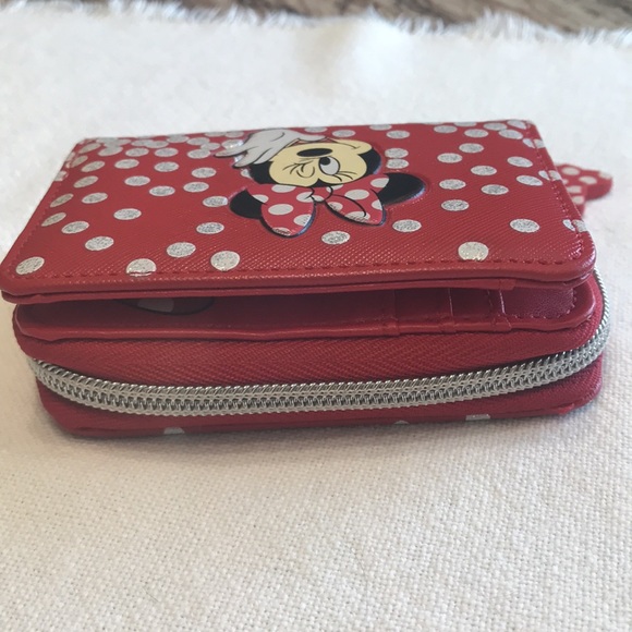 Disney Parks Minnie Mouse wallet coin purse with bow zipper pull EUC - Picture 9 of 9